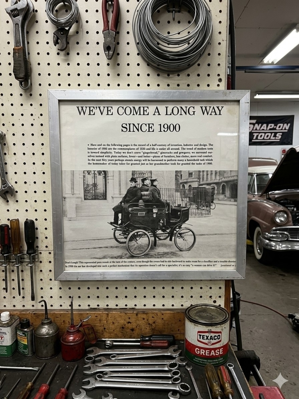 Vintage 'We've Come a Long Way Since 1900' Black & White Print